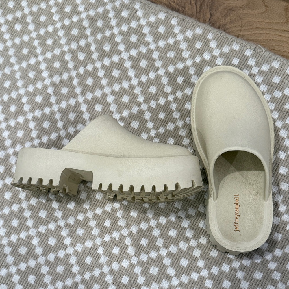Jeffrey Campbell Cream Platform Mules